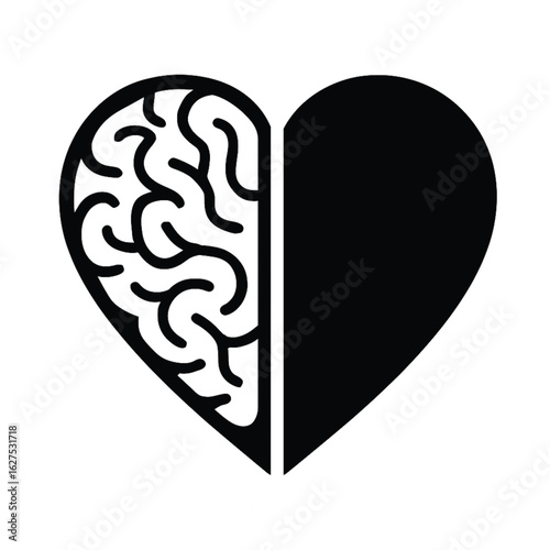 Conceptual graphic of brain and heart representing emotional intelligence, balance, and the intricate connection between mind and feelings.
