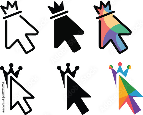 Cursor with crown icon set