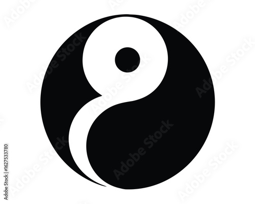 A black and white yin yang symbol isolated on white background Ai Generated