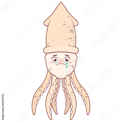 Octopus crying face cartoon cute