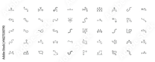Plumbing pipe and valve line art icons pipes valves