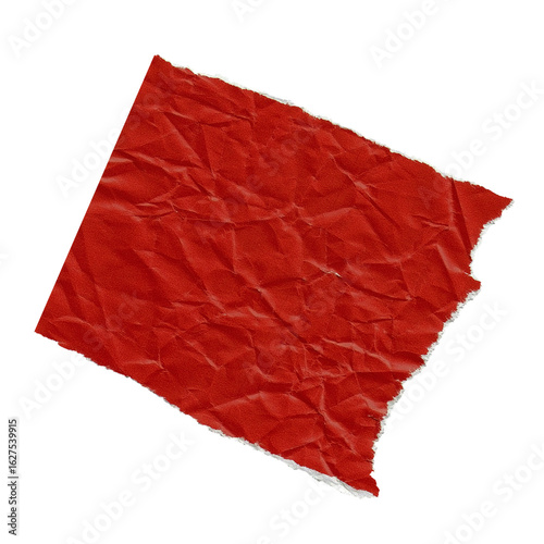 Isolated Red Torn White Paper Scrap with Rough Edge – Blank Note Piece for Scrapbooking, Collage, Design Mockups, or Mixed Media Art, PNG

