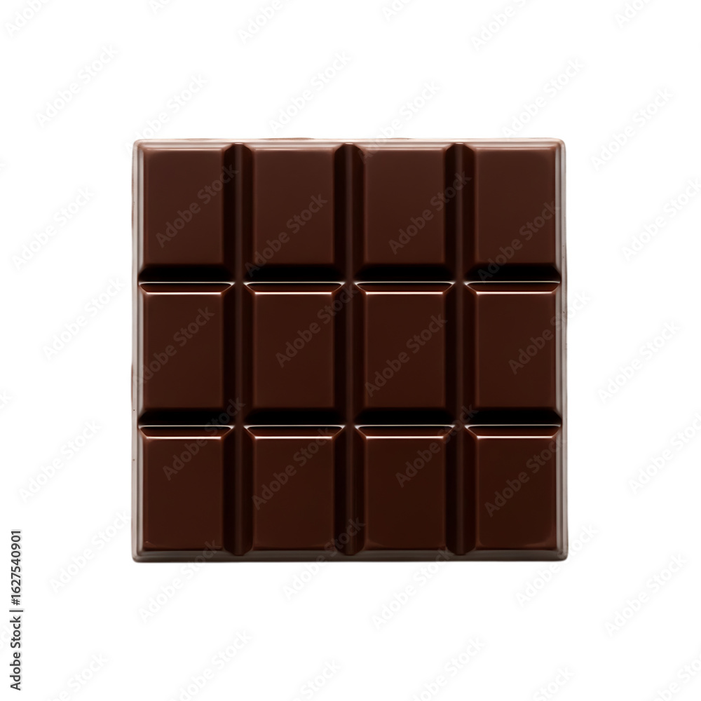 Fototapeta premium Dark chocolate bar isolated on transparent background