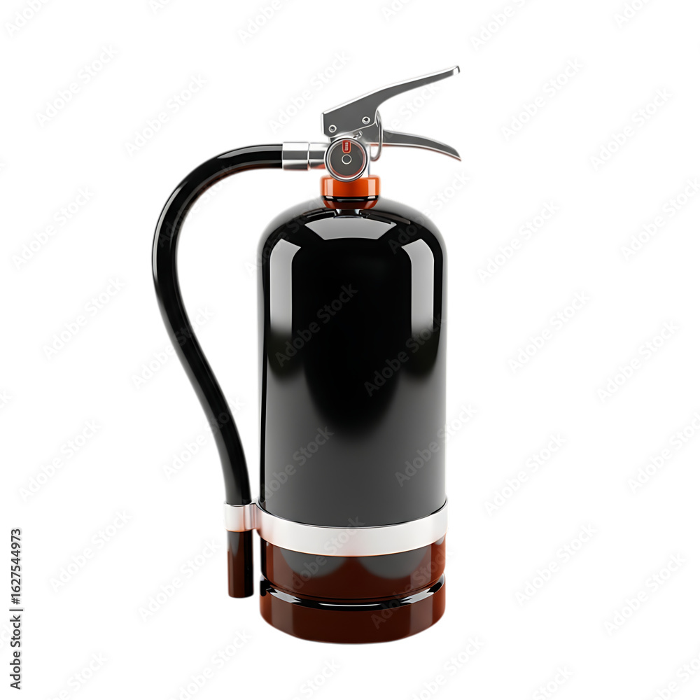 Obraz premium 3d Black fire extinguisher isolated on transparent background