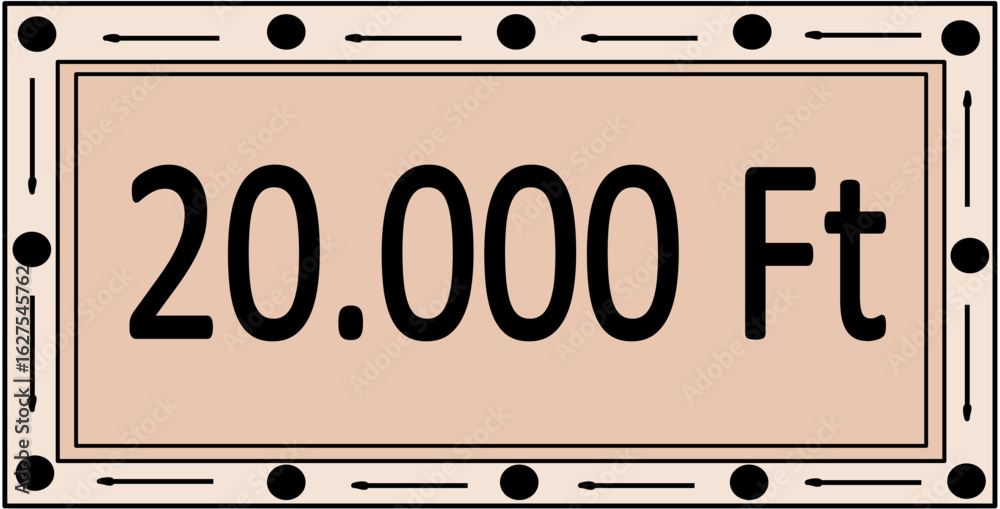 Fototapeta premium 20000 hungarian forint banknote with light brown color.