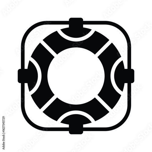 A modern glyph icon of round lifebuoy ring