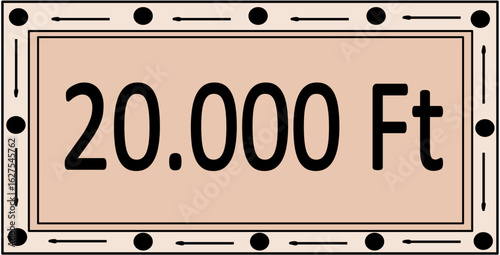 20000 hungarian forint banknote with light brown color.
