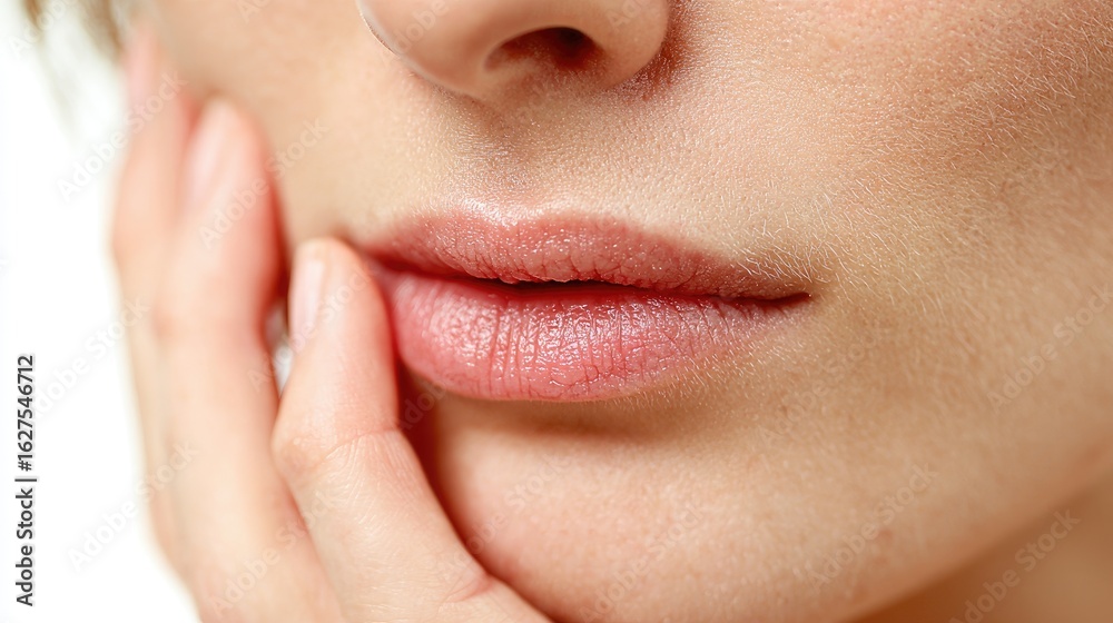 Obraz premium Closeup feminine lips with light makeup
