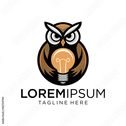 An owl with a light bulb at its center, symbolizing wisdom, intelligence, and insightful ideas