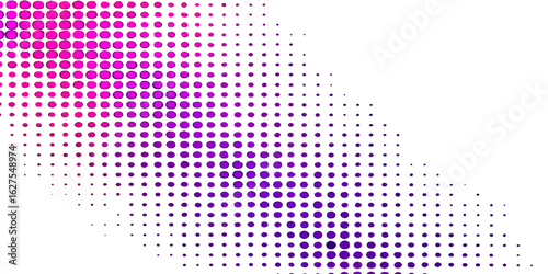 Colorful halftone dots pattern with a glowing blue and pink texture design is a vibrant vector backdrop illustration