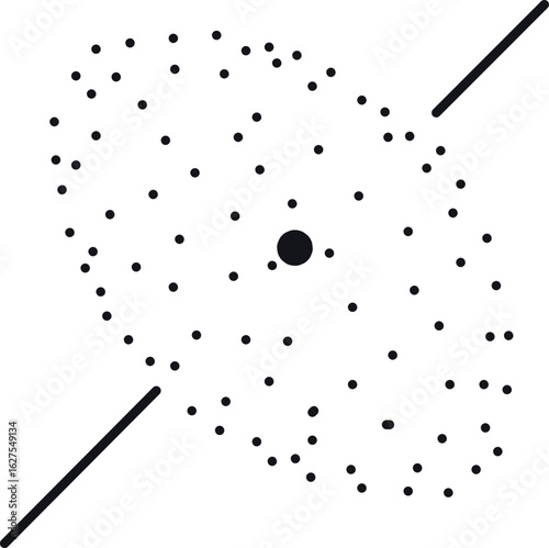Schematic representation of a stellar object framed by two diagonal lines.