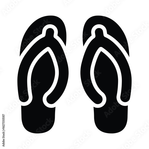 A premium glyph icon of rubber flip flops
