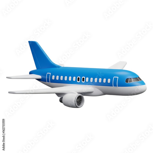 Wallpaper Mural 3d Blue and white passenger jet airplane isolated on transparent background Torontodigital.ca