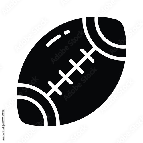 Visually appealing glyph icon of rugby ball match