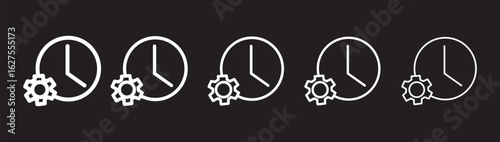 testing time icon thin flat outline style vector sign. testing time icon thin outline logo mark set. Vector isolated elements concept. 
