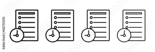 testing time icon thin flat outline style vector sign. testing time icon thin outline logo mark set. Vector isolated elements concept. 
