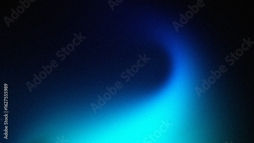 Fototapeta Naklejka Na Ścianę i Meble -  Vibrant abstract dark blue blurry grain gradient background. Glowing light effect. Minimalistic trending modern design. Noise texture for web design brochure posters presentations covers backdrop. 