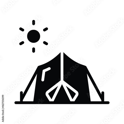 Easy to edit glyph icon of outdoor camp scene