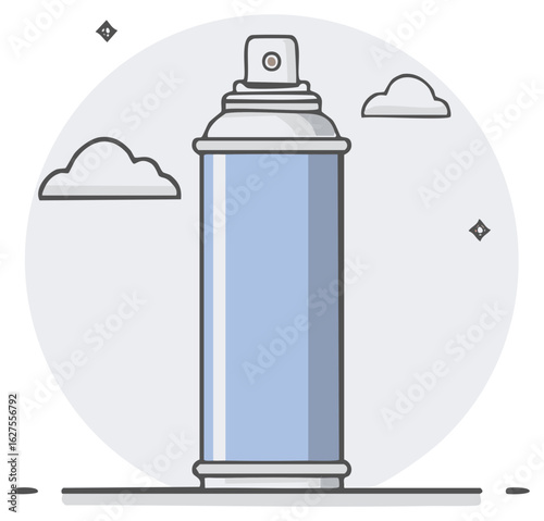 Simple vector illustration of a light blue aerosol spray can in a flat design style