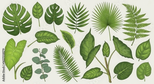 Tropical Leaves Collection Botanical Illustration