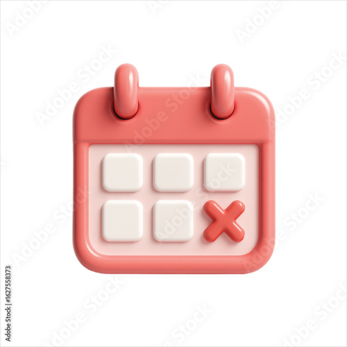 A vibrant red vector calendar icon with a heart symbol marks a special date or holiday event on the page