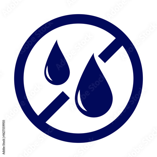 No water or water prohibited icon on white background.