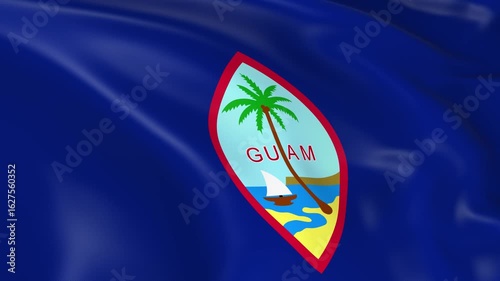 Photo realistic slow motion 4KHD flag of the Guam waving in the wind.  Seamless loop animation with highly detailed fabric texture in 4K resolution.