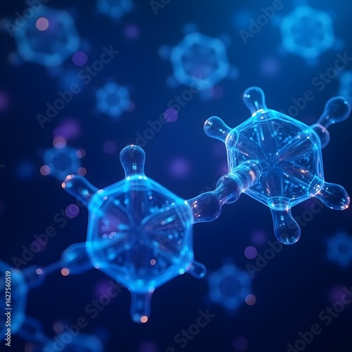 A collection of futuristic abstract backgrounds featuring molecular structures, hexagonal grids, and digital light effects