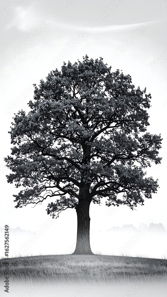 Fototapeta premium A solitary tree in a misty landscape
