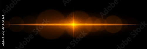 Wide horizontal flare with strong beams and bokeh circles, great for overlays, backgrounds, lighting accents, and modern digital effects.