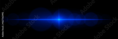 Wide horizontal flare with strong beams and bokeh circles, great for overlays, backgrounds, lighting accents, and modern digital effects.