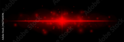 Intense horizontal flare with beams and soft particles, creating a vibrant accent for overlays, highlights, backgrounds, and graphic design.