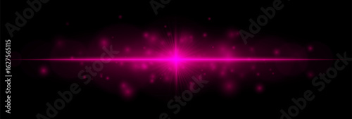 Intense horizontal flare with beams and soft particles, creating a vibrant accent for overlays, highlights, backgrounds, and graphic design.