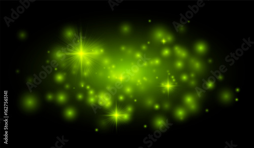 Multiple glowing starbursts and flares on a dark background, ideal for overlays, festive effects, and digital artwork requiring soft illumination.