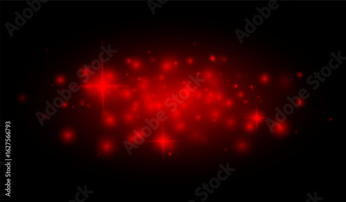 Multiple star-shaped flares and soft light particles for creating overlays, festive backgrounds, and graphic design projects.