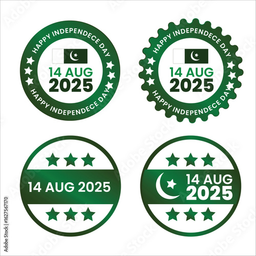 14 August 2025 Round Badges for Pakistani Independence Day