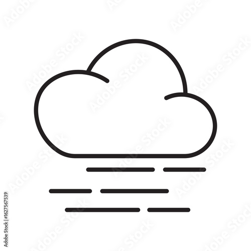 Single icon of a foggy cloud showing low visibility weather in outline style, editable stroke vector illustration.