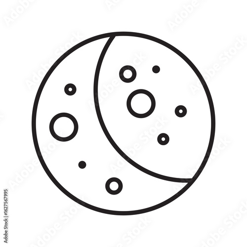 Single icon of moon phases showing waxing and waning states in outline style, editable stroke vector illustration.