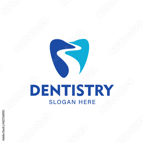 Abstract Flowing Tooth Shape Dental Clinic Business Logo Design Template