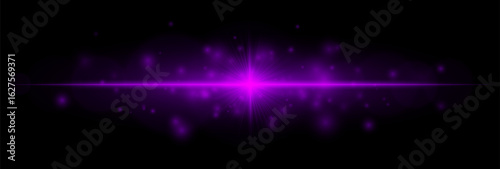 Intense horizontal flare with beams and soft particles, creating a vibrant accent for overlays, highlights, backgrounds, and graphic design.