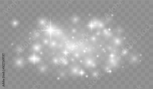 Starry twinkling lights effect isolated on transparent background for magical and celebration decor.
