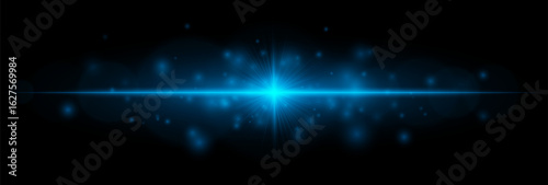 Intense horizontal flare with beams and soft particles, creating a vibrant accent for overlays, highlights, backgrounds, and graphic design.