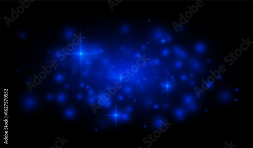Multiple glowing starbursts and flares on a dark background, ideal for overlays, festive effects, and digital artwork requiring soft illumination.