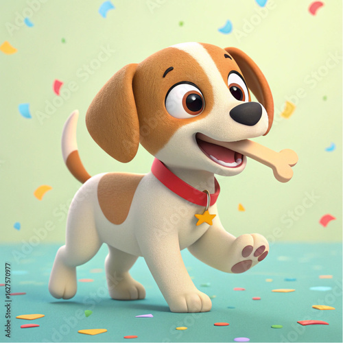  A playful dog, a happy puppy, a cute canine character