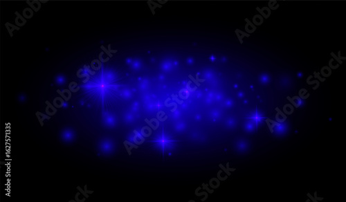 Multiple star-shaped flares and soft light particles for creating overlays, festive backgrounds, and graphic design projects.