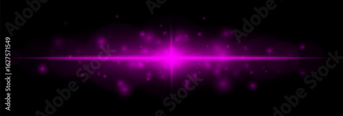 Intense horizontal flare with beams and soft particles, creating a vibrant accent for overlays, highlights, backgrounds, and graphic design.