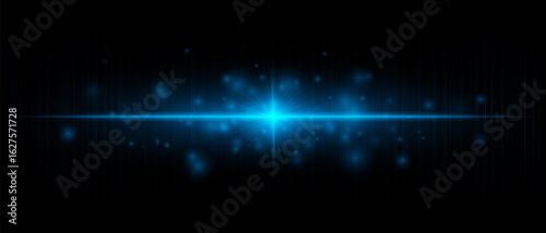 Horizontal flare with strong central burst and long beams, perfect for overlays, digital effects, modern design, and creative highlights.