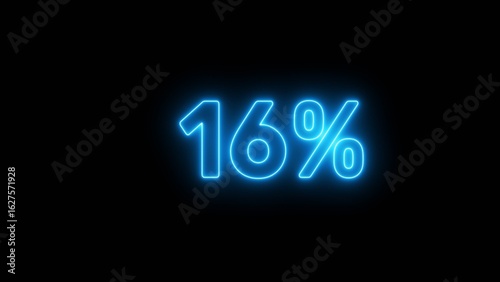 Neon 16% number illustration background.