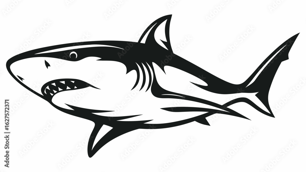 Fototapeta premium Aggressive Great White Shark Mascot and Logo