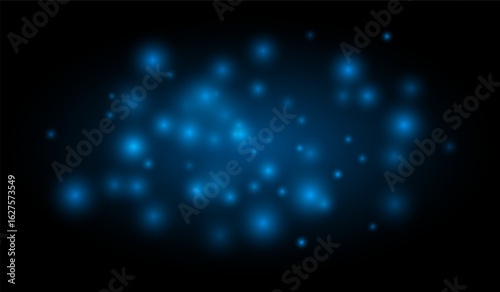 Soft glowing particles scattered across a dark background create an atmospheric light effect. Perfect for overlays, decoration, and digital visual effects.